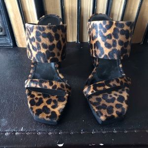 Yves Saint Laurent High Heeled Leopard Mules